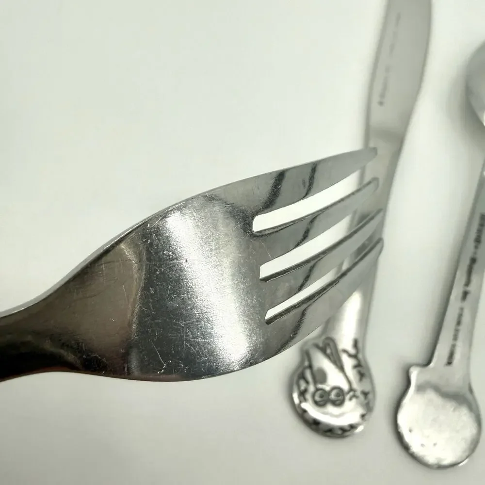 Demand Inc. BIG BIRD Stainless Korea Muppets Childs Spoon, Fork, Knife Vintage